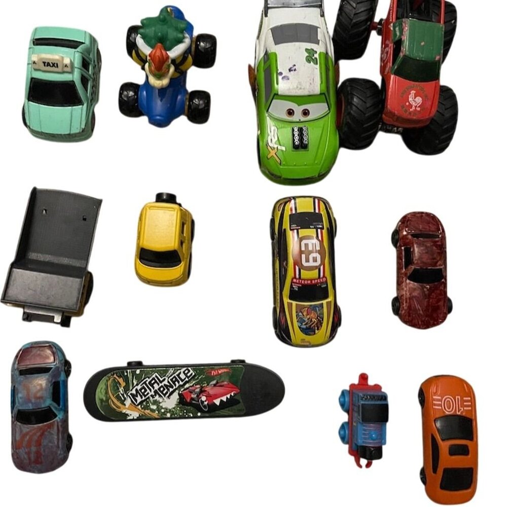 Mixed Lot of 12 Toy Vehicles Hot Wheels Disney Pixar Cars & More